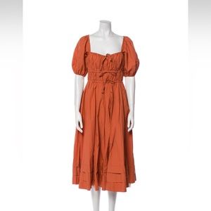 Ulla Johnson square, neckline, midi, length dress